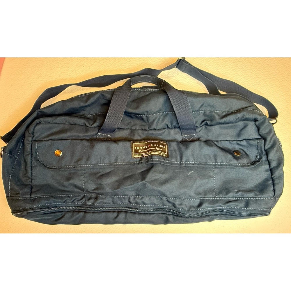 Tommy Hilfiger Navy Duffel Garment Bag 15x27" Travel Carry-On‎ Zip Compartments